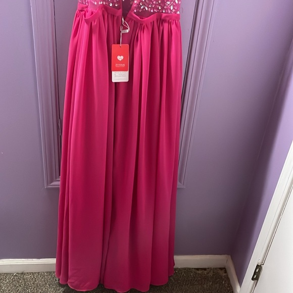 JJ’s House Brand New Fuchsia Sheer Top A Line Chiffon Dress! Prom, Hoco - Picture 10 of 13